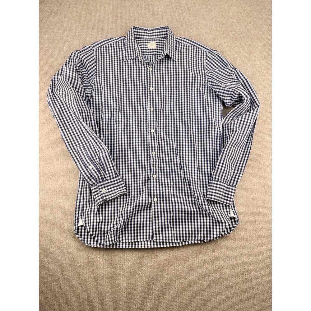 J.Crew Mens Navy Gingham Button Down Shirt 100% Cotton LT 16-16.5 82620 FA08